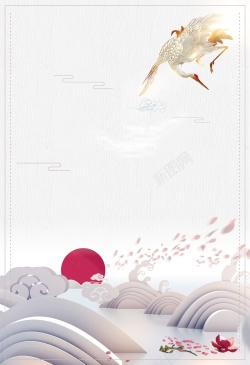 古风中式伞中国风江山如画创意古风矢量海报背景模板高清图片