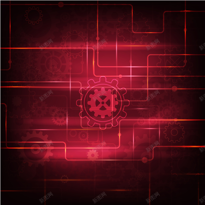 红色线条机械背景矢量图ai设计背景_新图网 https://ixintu.com 商务 机械 科幻 科技 红色 线条 背景 矢量图