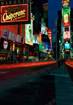 美国街头夜晚霓虹灯道路背景高清图片