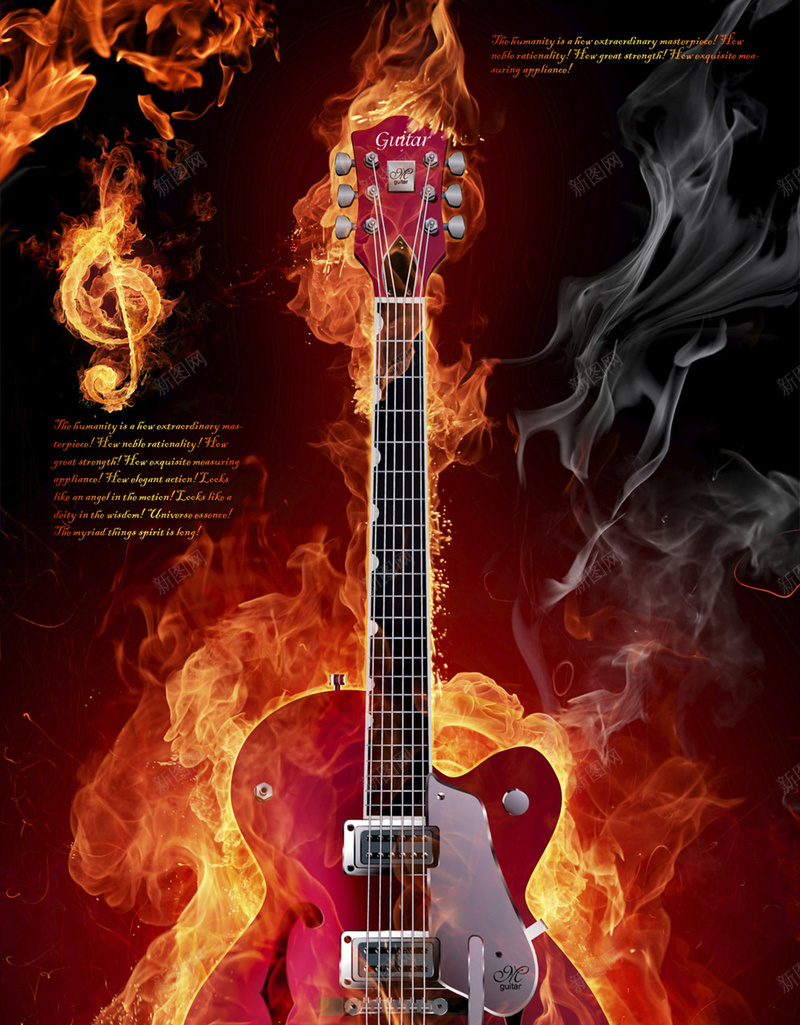 火焰吉他背景jpg设计背景_新图网 https://ixintu.com 吉他 渐变 火焰 红色 纹理 质感