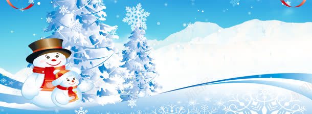 圣诞节背景jpg设计背景_新图网 https://ixintu.com 促销海报 松树 雪人 雪山 雪花