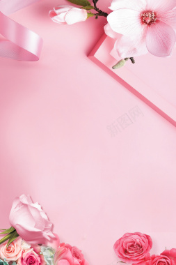 粉色桃花背景元素图背景