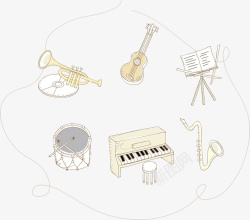 简洁手绘音乐乐器乐谱架素材