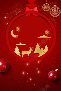 圣诞节红色平安夜贺卡背景背景