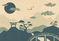 日式画册日式旅游文化画册手绘背景矢量图高清图片