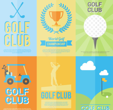 6款彩色高尔夫海报矢量背景背景