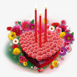 感恩节蜡烛心形玫瑰花素材