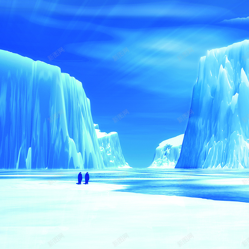 冰块首图psd设计背景_新图网 https://ixintu.com 主图 企鹅 冬天 南极 夏日促销 大气