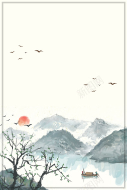 水墨画背景清明节海报背景