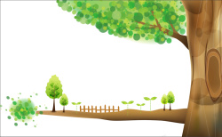 盘绕篱笆叶子手绘绿色大树叶子篱笆背景矢量图高清图片