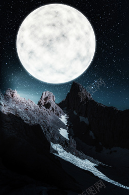 月下高山星空背景