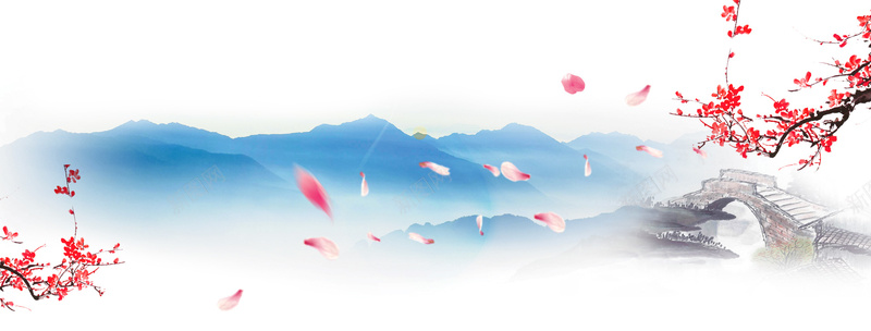 中国风水墨青花瓷海报背景背景