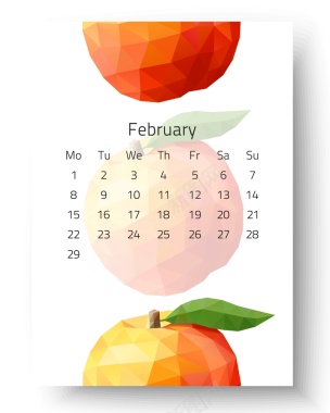日历2017年2月挂历日期时间水果矢量图背景
