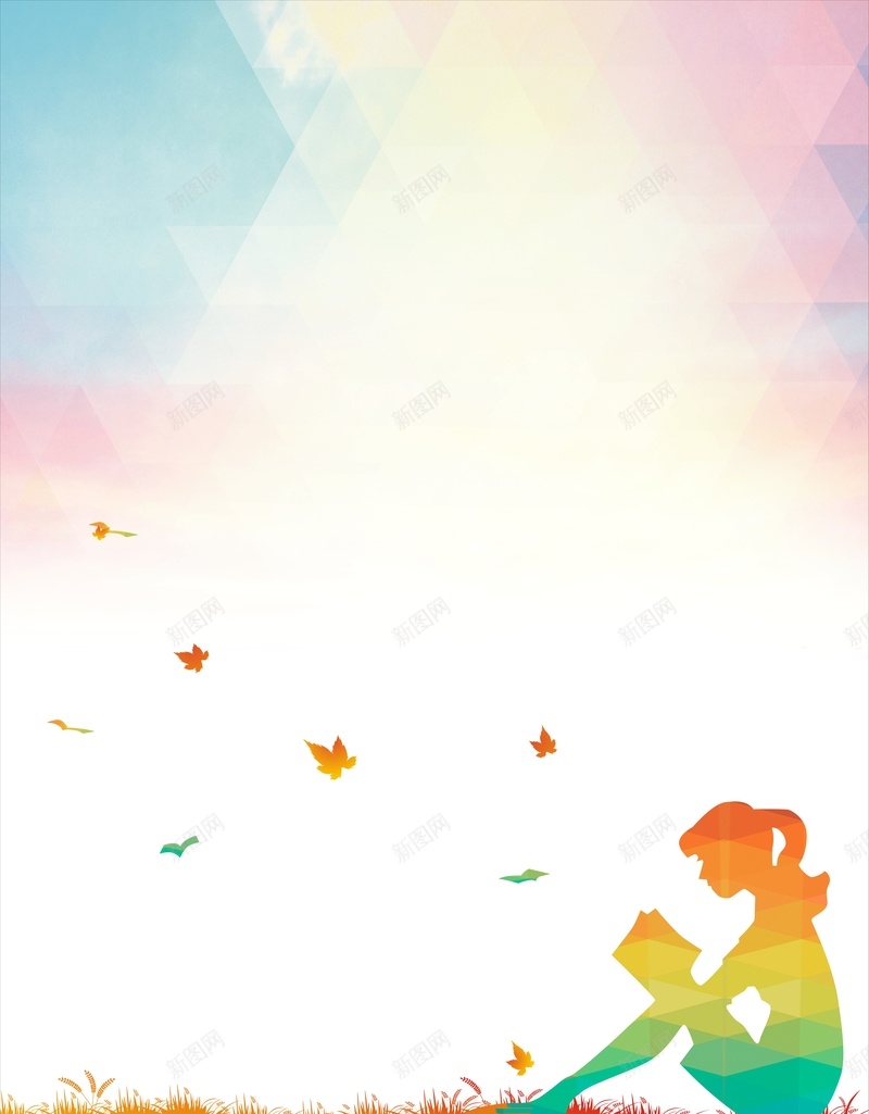 浪漫美女看书背景cdr设计背景_新图网 https://ixintu.com 坐着 坐着读书 梦幻 浪漫 白色 看书 红色 美女
