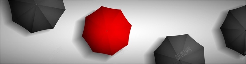 红色雨伞俯视图矢量背景