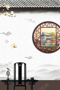 中国风创意房地产背景