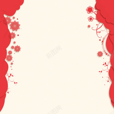 中国风红色剪纸主图背景背景