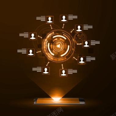 橘色网络信息商务黑科技背景矢量图背景