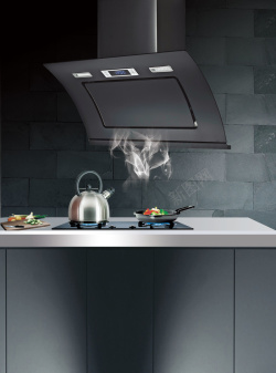 抽油烟简约大气家居厨房抽油烟机宣传海报背景高清图片