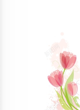 矢量文艺水彩手绘郁金香花朵背景背景