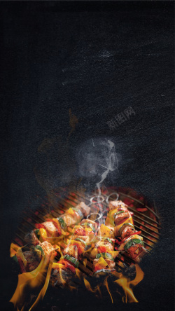 饭店烤肉饭宣传自助餐烤肉宣传海报H5背景psd分层高清图片