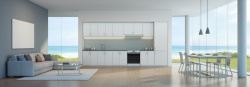 厨房设计效果图简约家居客厅厨房背景高清图片