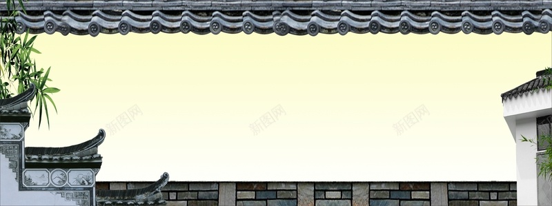 黄色中国风屋檐背景背景