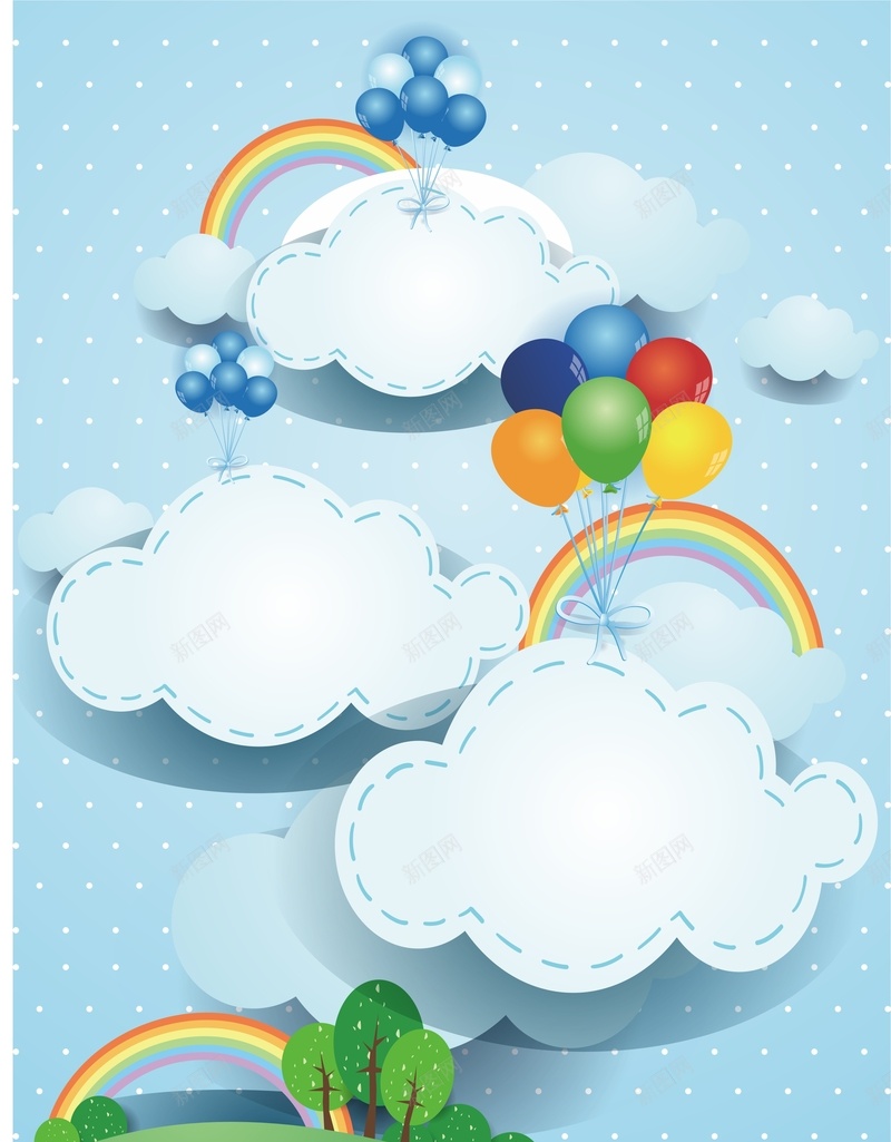 蓝色清新云朵背景cdr设计背景_新图网 https://ixintu.com 云朵 卡通 手绘 气球 立体 童趣 蓝色