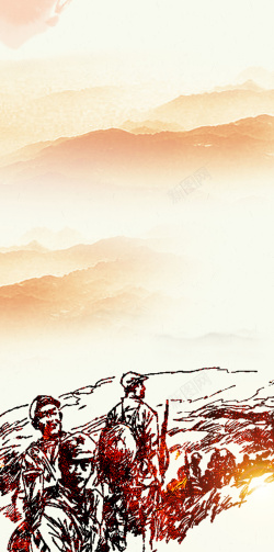 工农红军手绘红军纪念长征精神文艺晚会海报背景高清图片