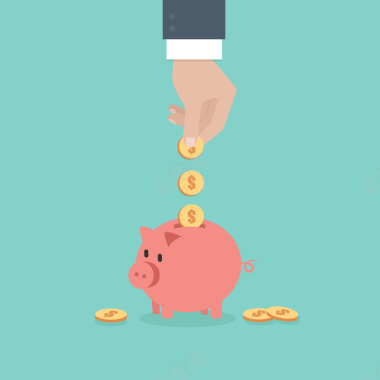 存金币的小猪储蓄罐金融海报背景矢量图背景
