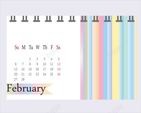 日历2017年2月挂历日期时间色彩矢量图背景
