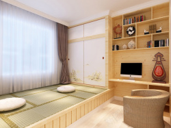 卧室榻榻米日式简约自然卧室高清图片