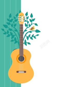 吉他特长班扁平化文艺艺术吉他培训班宣传高清图片
