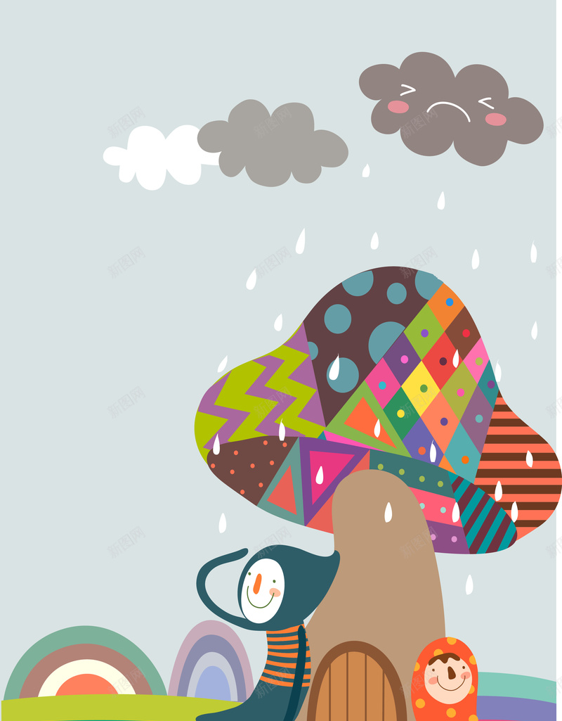 卡通彩色大树避雨下雨云朵背景矢量图背景图片免费下载 素材7zjvjauea 新图网 卡通彩色大树避雨下雨云朵背景矢量图背景图片免费下载 素材7zjvjauea 新图网