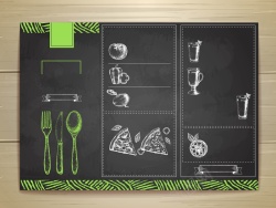 创意西餐厅手绘菜单海报背景模板矢量图海报