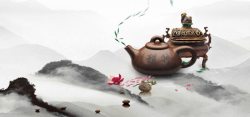 古典绿叶中国古风茶韵高清图片