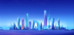 标志蓝色城市建筑背景banner高清图片