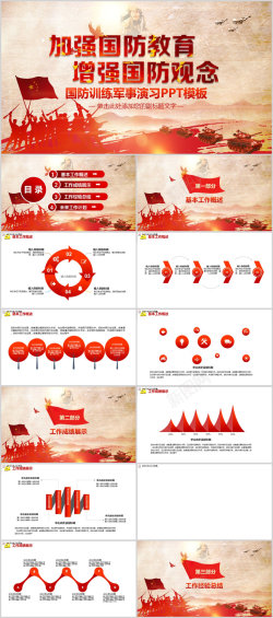 经典ppt大气军事国防教育国防军事演习通用PPT模板