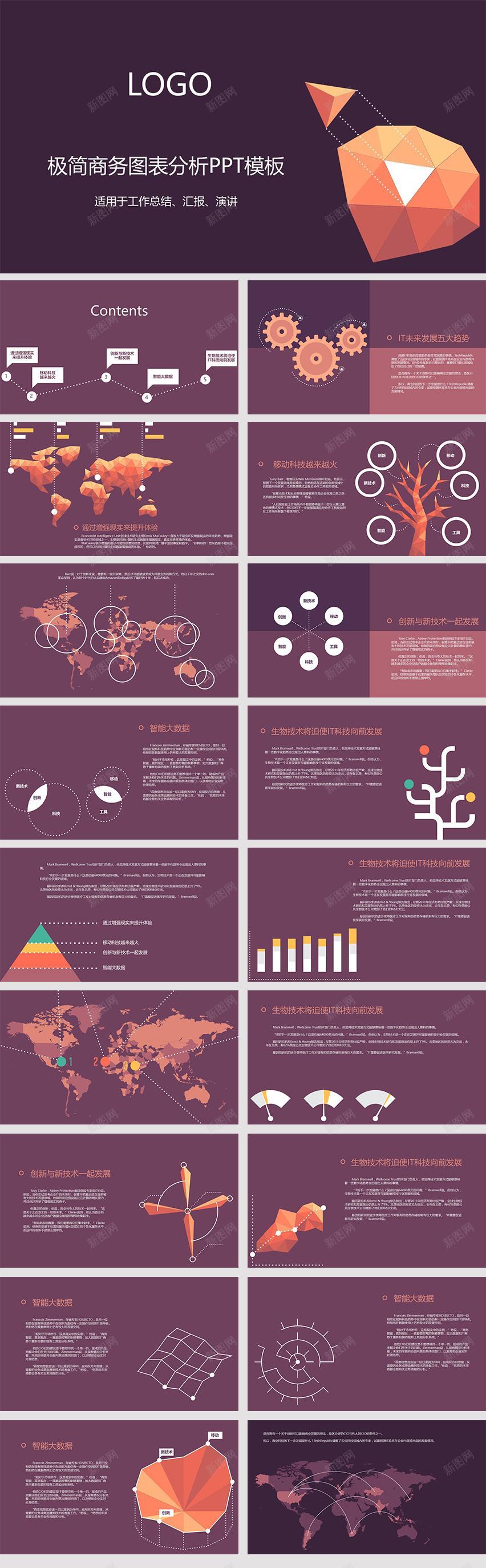 紫红色极简商务图表分析PPT模板PPT模板_新图网 https://ixintu.com 分析 商务 图表 极简 模板 紫红色