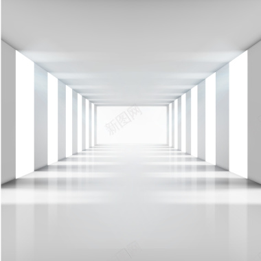 3D白色走廊柱子背景矢量图背景