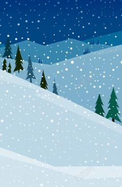 山坡插画雪夜高清图片