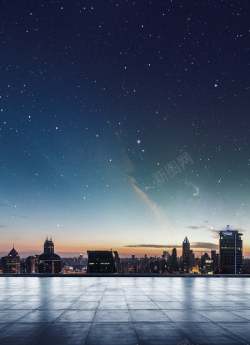 简约夜景城市星空时尚科技海报背景高清图片