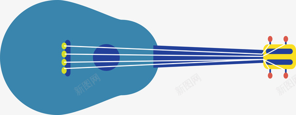 蓝色简易吉他png免抠素材_新图网 https://ixintu.com 乐器 元素 吉他 吉他社海报 装饰