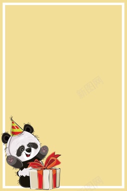 可爱儿童纯色熊猫背景边框矢量图背景