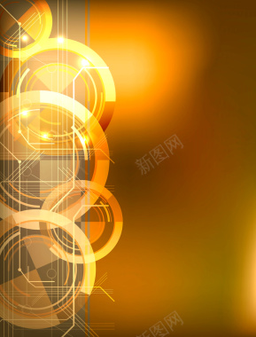 金色科技梦幻圆圈装饰元素海报背景矢量图背景