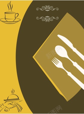 美食餐厅海报背景矢量图背景