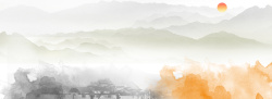 水墨画云层水墨山水渐变灰色banner背景高清图片