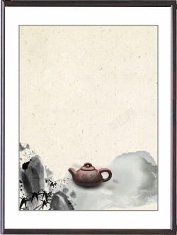 竹子水墨中国风茶壶背景高清图片