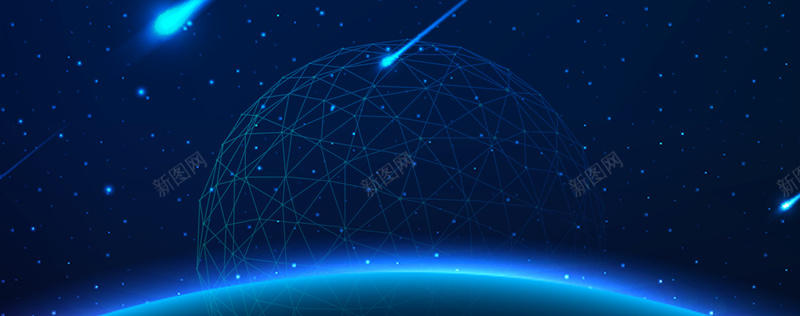 蓝色科技流星地球蓝色背景背景