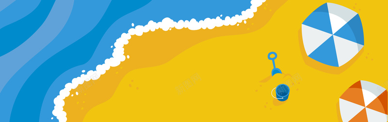 卡通沙滩背景图矢量图ai设计背景_新图网 https://ixintu.com ai 伞 卡通 可爱 夏天 手绘 海 海滩 矢量 童趣 蓝色 黄色 矢量图